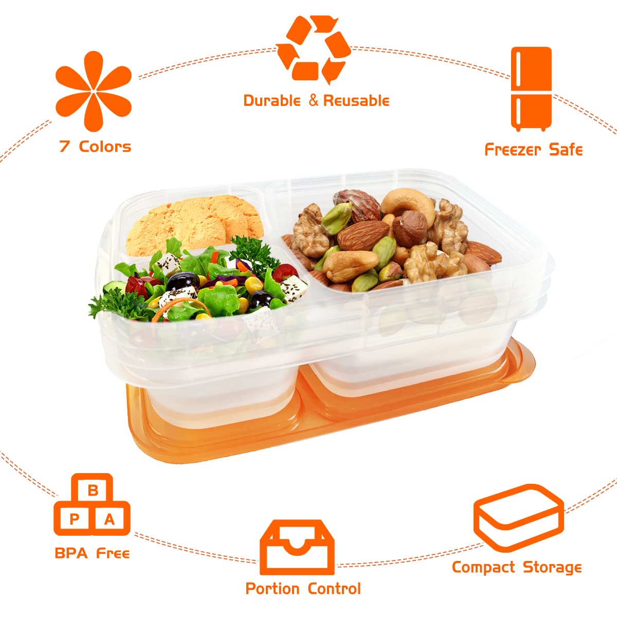 Amazon | DuxuOui 弁当箱 ランチコンテナ 7個パック 3コンパートメント