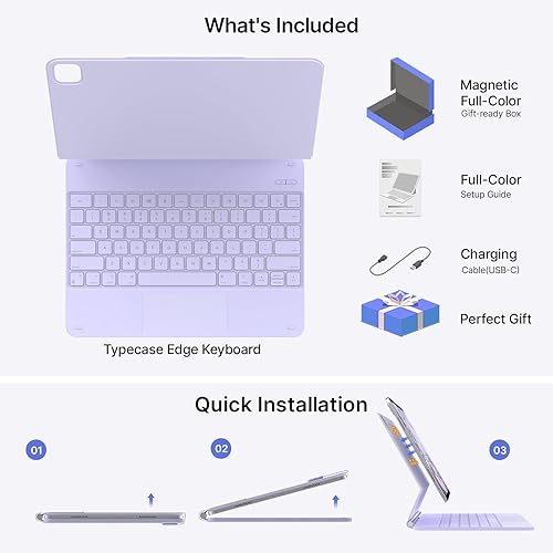 Miniatura 15 de typecase Funda de teclado Edge para iPad Air de 13 pulgadas (M3/M2, 2025/2024) y iPad Pro de 12.9 pulgadas (6ª/5ª/4ª/3ª generación), teclado mágico