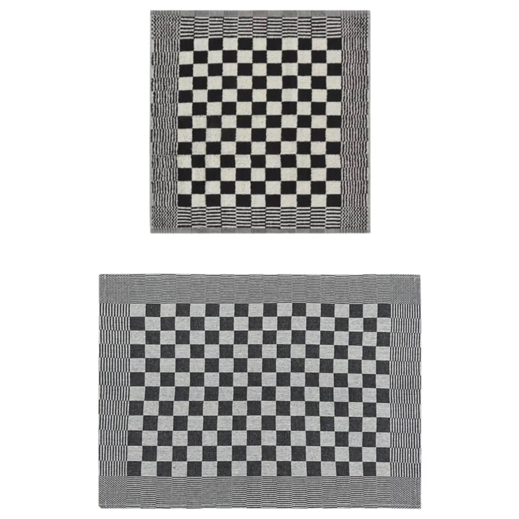 10-częściowy zestaw ręczników czarno-białych ze 100% bawełny, 5 ścierek do naczyń 50 x 70 cm, 5 ręczników dla gości 50 x 50 cm, chłonne, miękkie ręczniki domowe, łatwe w pielęgnacji i
