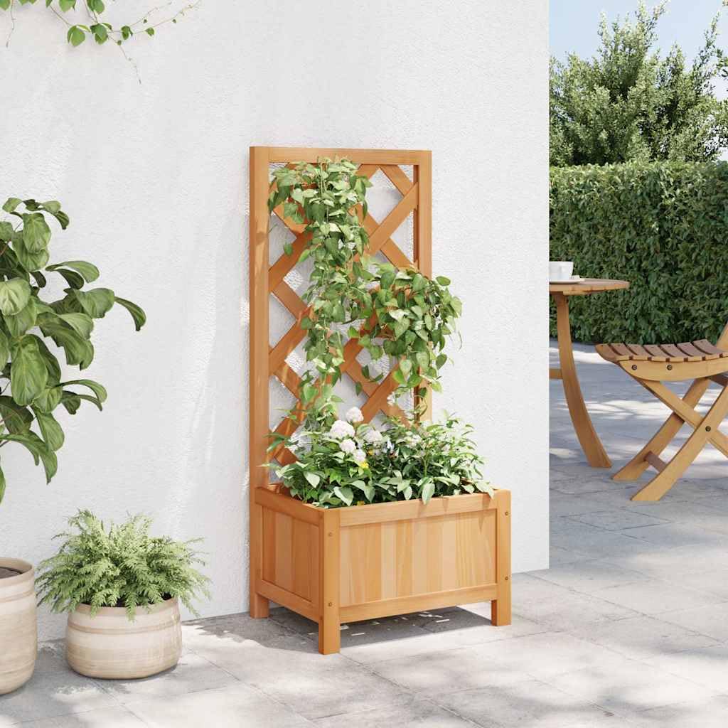 Pflanzkübel mit Spalier Braun Massivholz Tanne für Garten Balkon Terrasse Indoor Outdoor Pflanzen und Rankhilfe, frostsicher, mit Drainage, 40x30x90 cm, geeignet für Kletterpflanzen