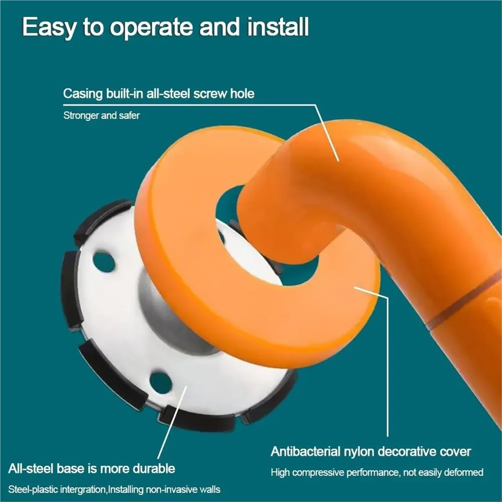 Maniglia di Sostegno per Vasca da Bagno, Maniglia di Sicurezza per WC, corrimano, utile Supporto di Sicurezza per Doccia, portasciugamani(FS-White,50cm)
