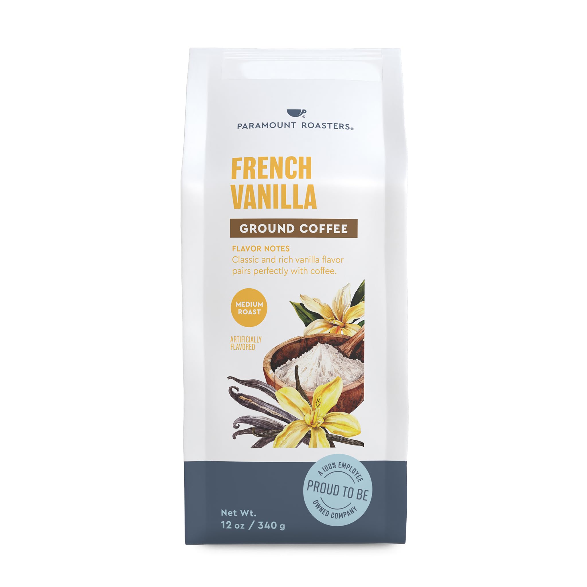Paramount Roasters French Vanilla, Flavored Ground Coffee, 12 oz bag