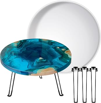Large Resin Tray Molds, MYKASEN 19 Inch Round Epoxy Resin Table Mold with 3Pcs Table Legs, Thick Silicone Tray Molds for Charcuterie Board River Table Resin Casting DIY Art Home Decor