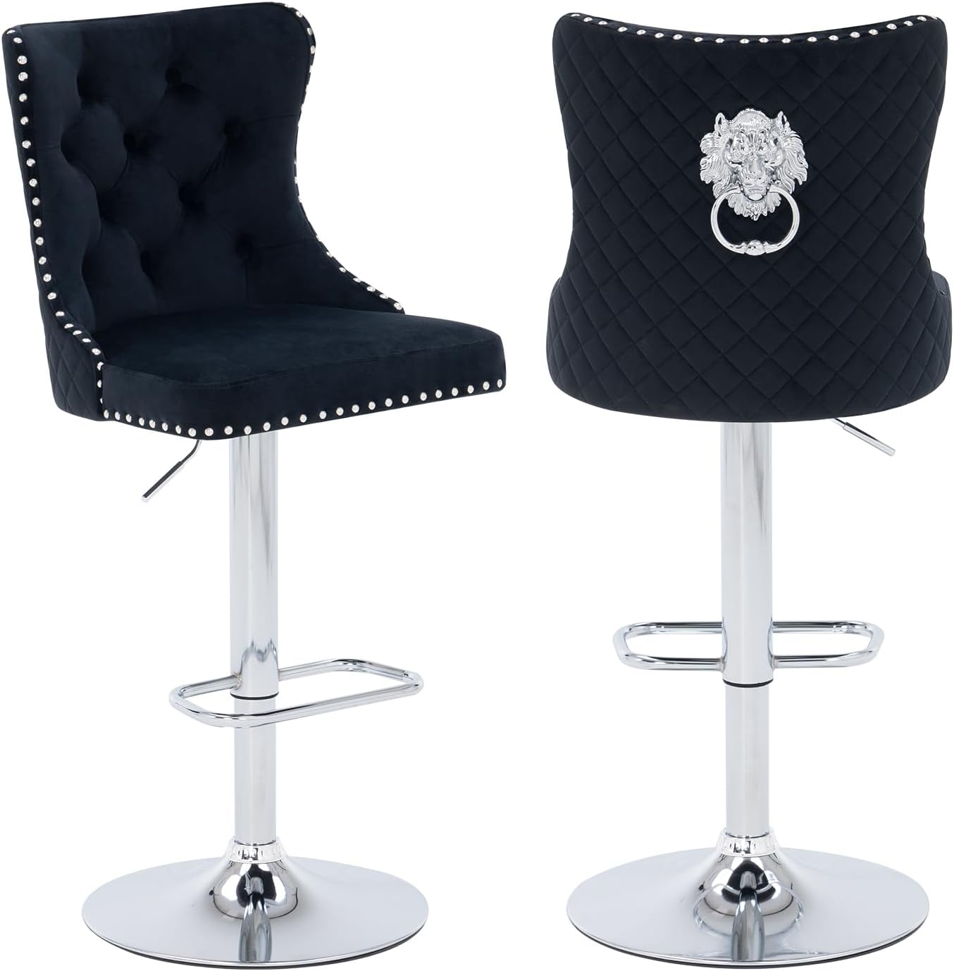 Chummaven Velvet Bar Stools Set of 2, Bar Stools Modern Counter Stool