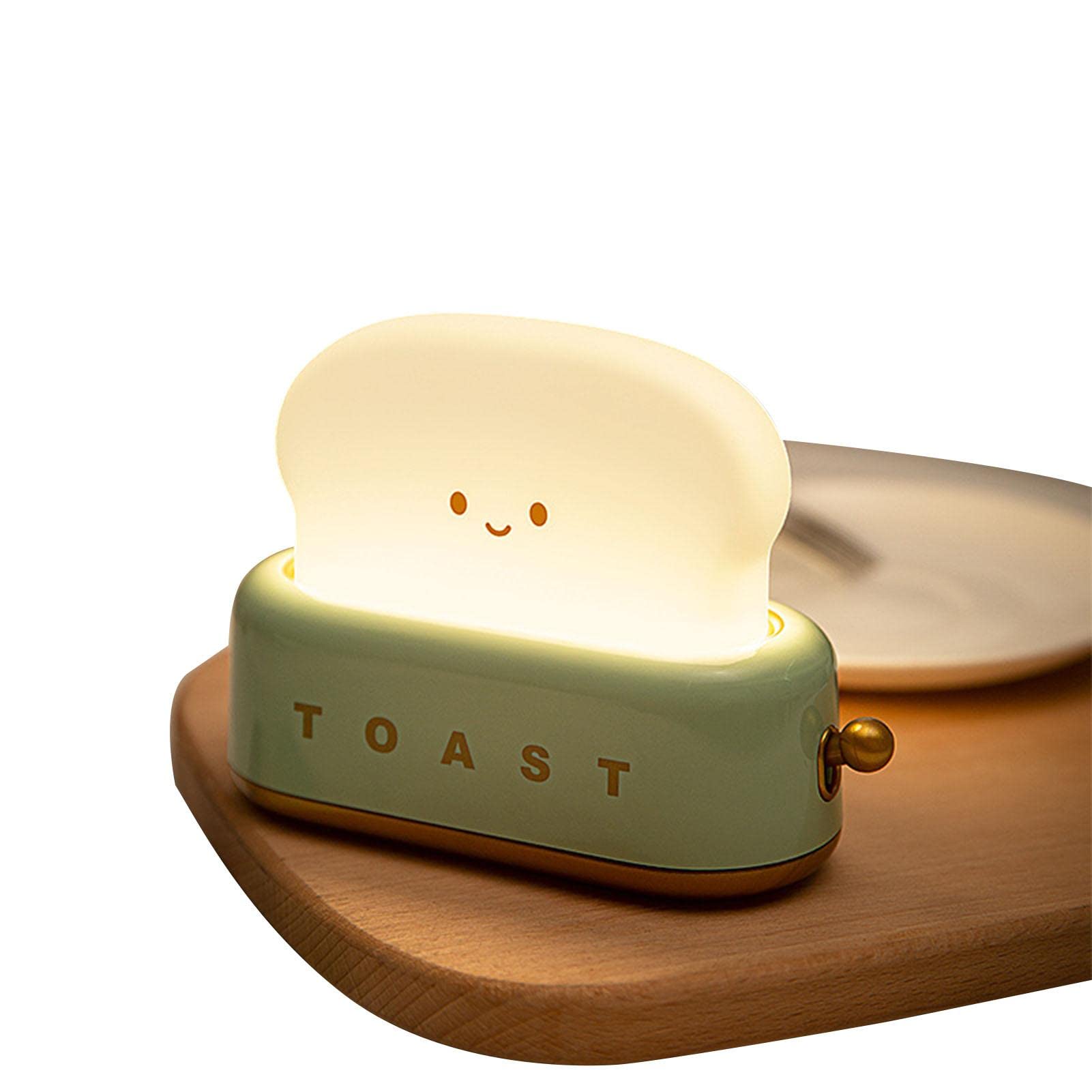 BNNEW LED Brotlampe Nachtlicht,Niedliche Zimmerdekoration Toaster Nachtlicht | Schnurloses Kinderzimmer-Nachtlicht für Kinder, niedliche Schlafzimmer-Nachtdekoration, Timer, automatische Abschaltung - Grün