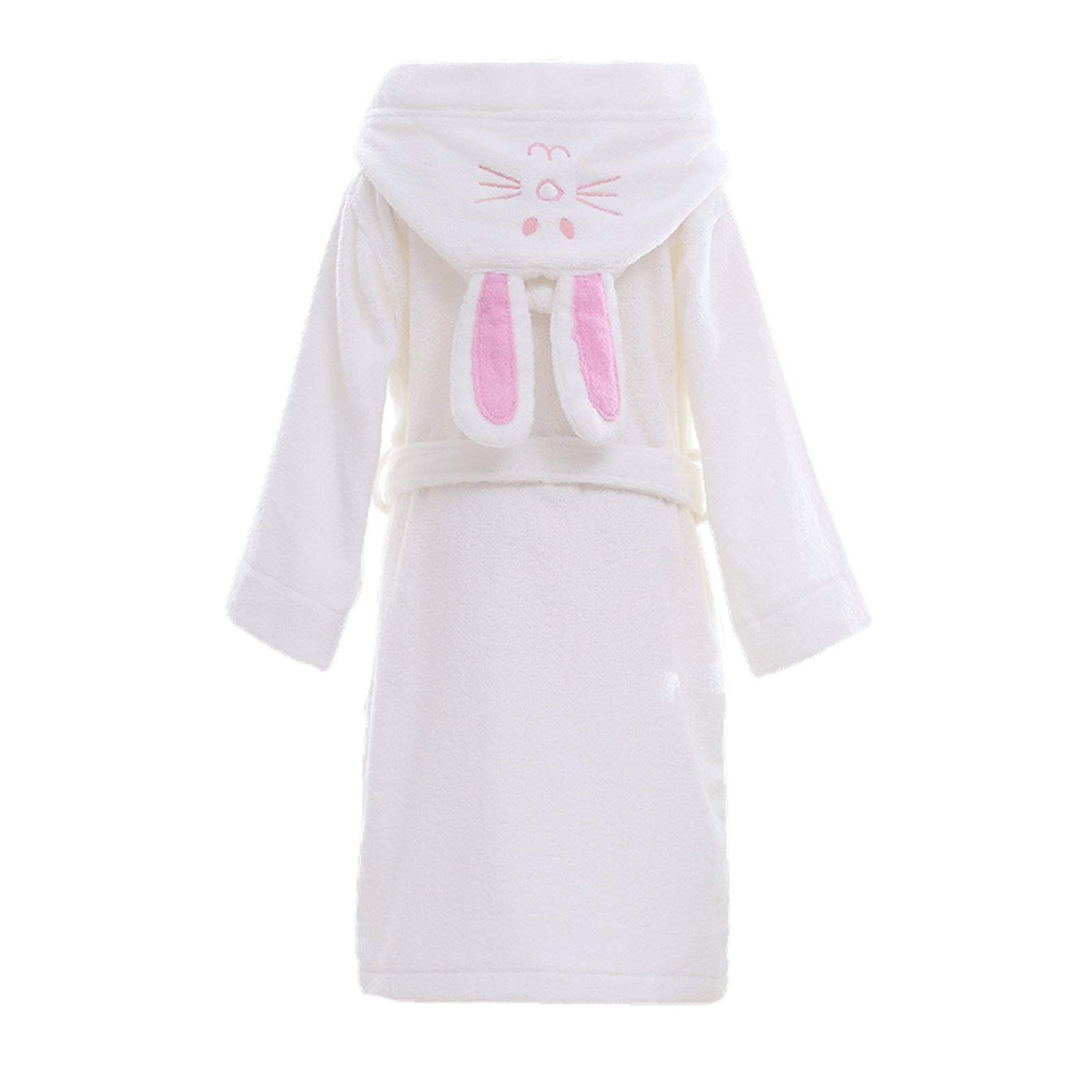 Boys Girls Cotton Terry Robe Adult Bathrobe Long Sleeve Hoodie Rabbit Pajamas