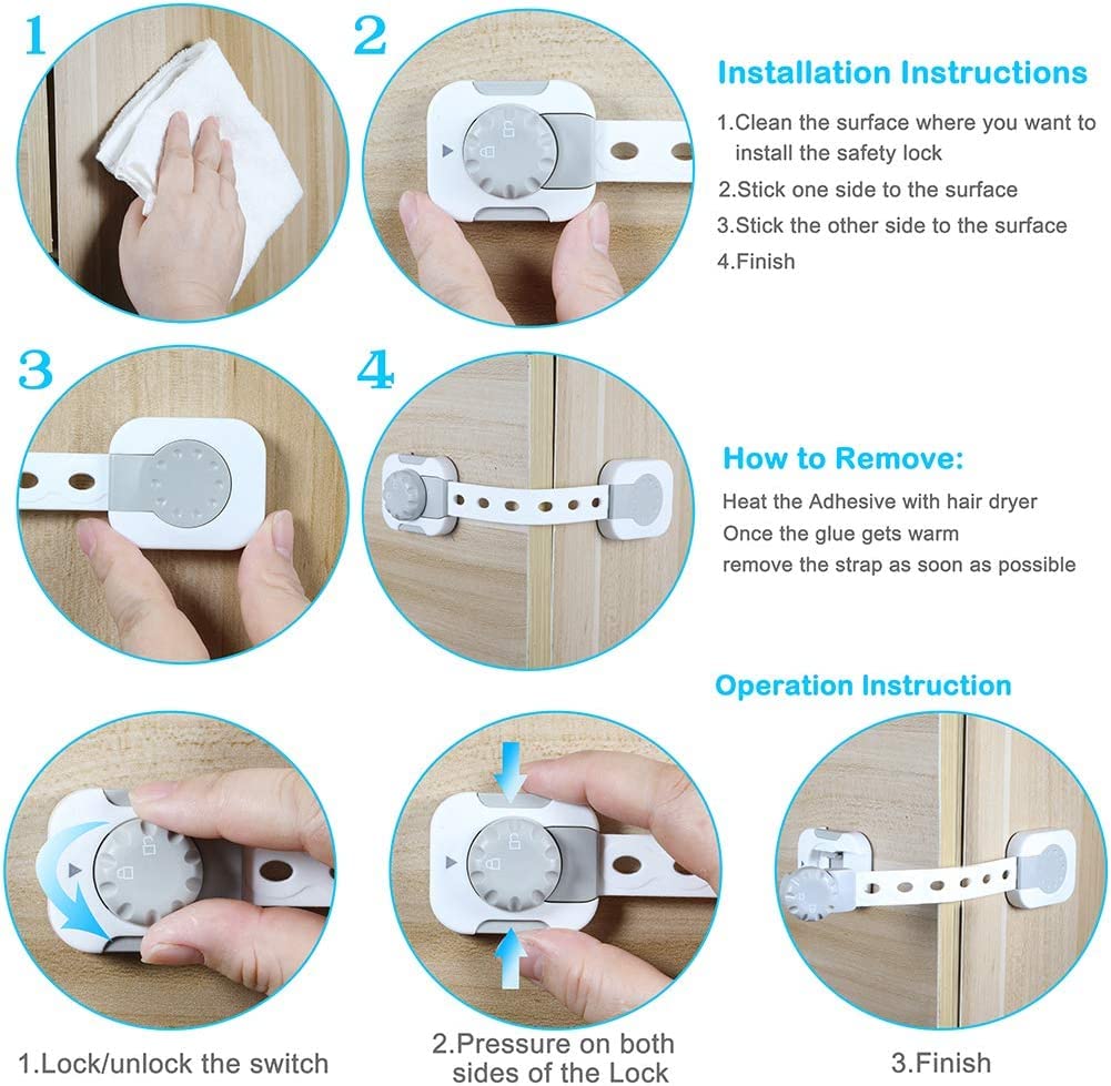 Serrature Sicurezza Bambini - 6 Pezzi Per Armadi E Cassetti, Regolabili E Facili Da Installare - Foto 8