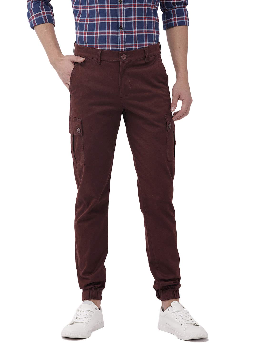 Men's Slim Casual Pants (0419-CARGO02-07- Burgundy_34)-image-26