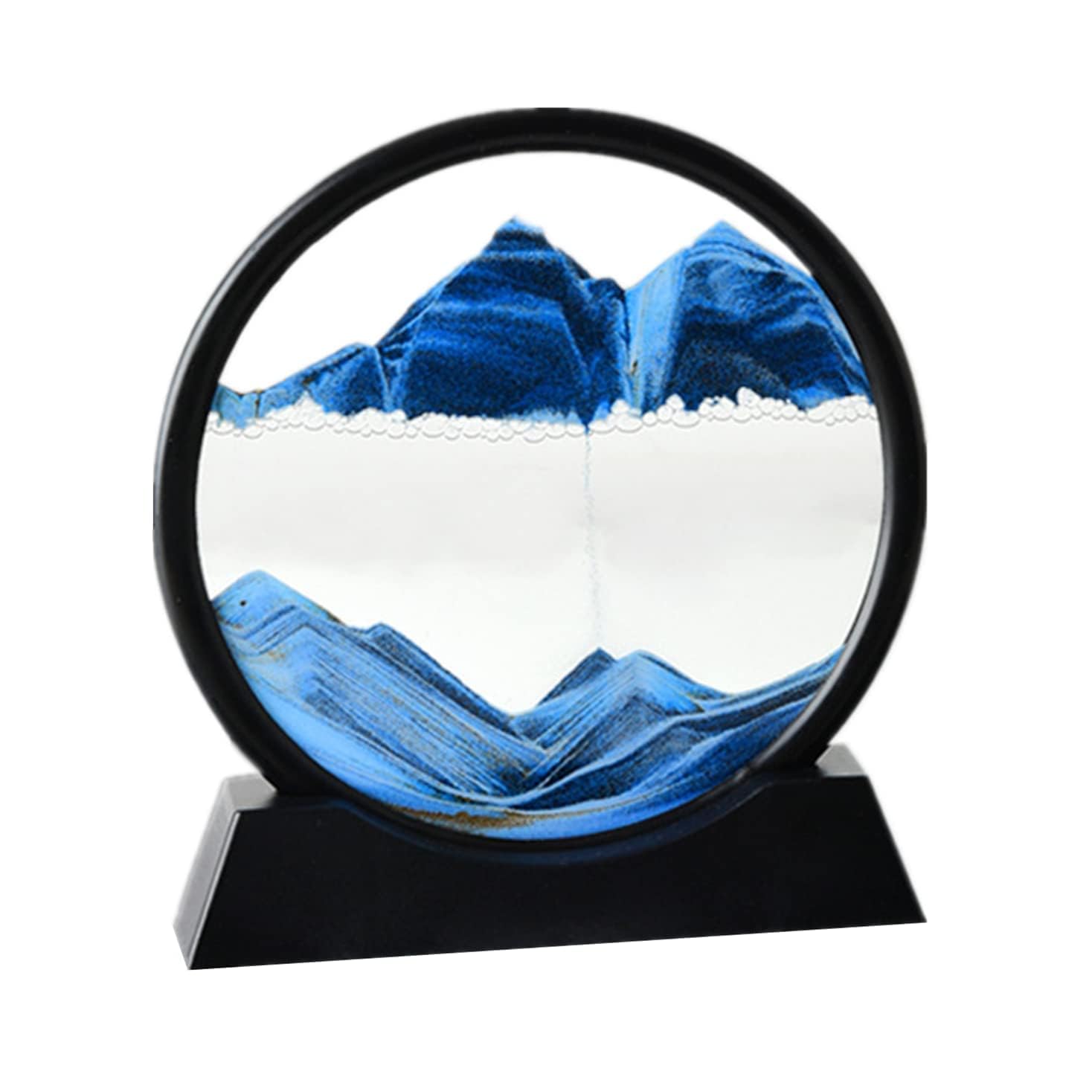 D & J SHOP 3D Dynamic Sand Art Liquid Motion, Moving Sand Art Picture Round Glass, 3D Deep Sea Sandscape in Motion Display, Flowing Sand Frame for Desktop, Home, Office, Work Decor