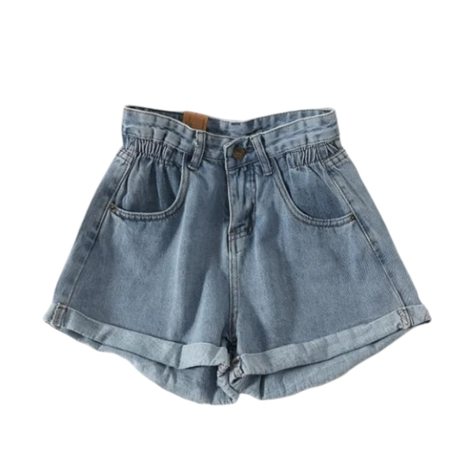 Short en jean femmes haute taille lâche en denim bleu clair pour l'été