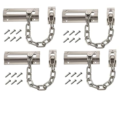 4PCS Handy Home Safety Burglarproof Door Chain Guard Security Lock Cabinet Latches Steel Chain Type