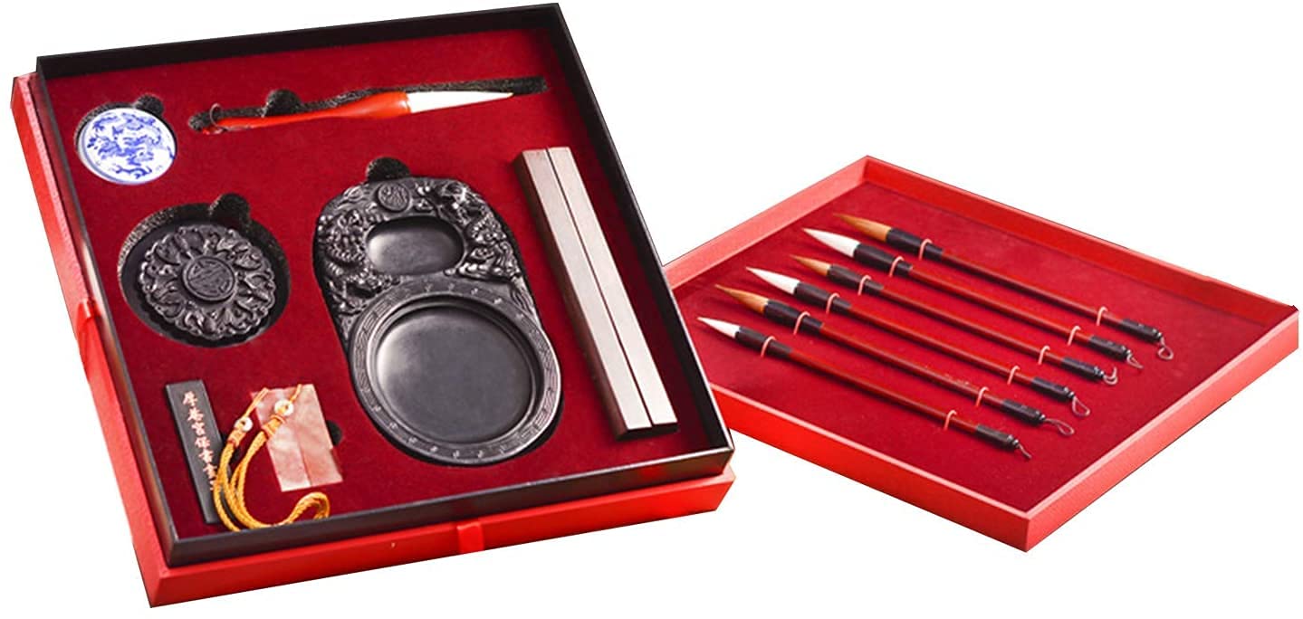 HdGLfdKfb Juego de caligrafía Pincel de caligrafía China Juego de Pintura para Escribir Caja de Regalo de Alta Gama Pincel de caligrafía para Adultos Suministros de caligrafía Regalo