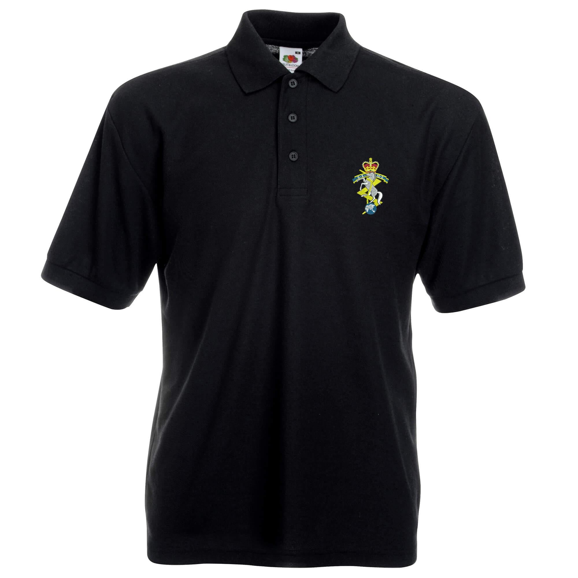 The Military Store Men's Black Royal Electrical Mechanical Engineers Embroidered Polo Shirt, 2X Large