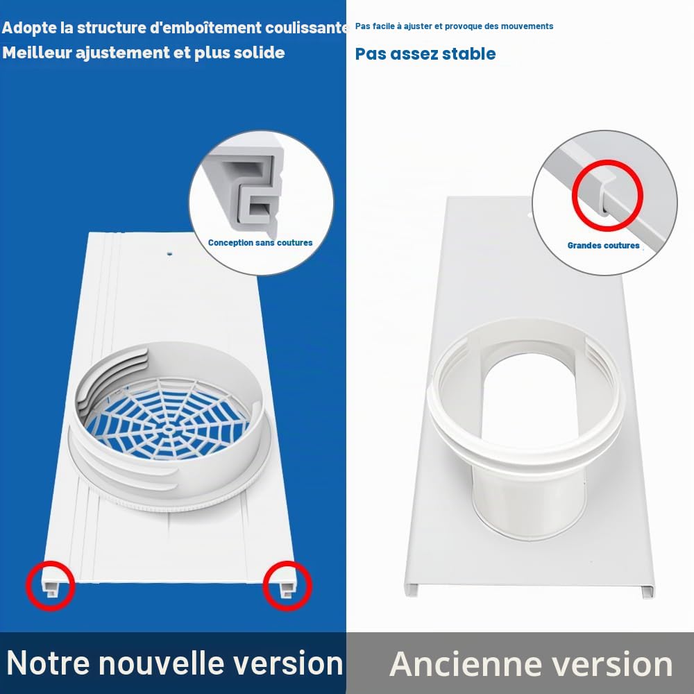 Kit d'évent de fenêtre de climatiseur - pour Tuyau d'évacuation de 13cm et 15cm, pour fenêtre Verticale et Horizontale de 43-140cm, Adaptateur de Tuyau d'évent de climatiseur - sans Tuyau