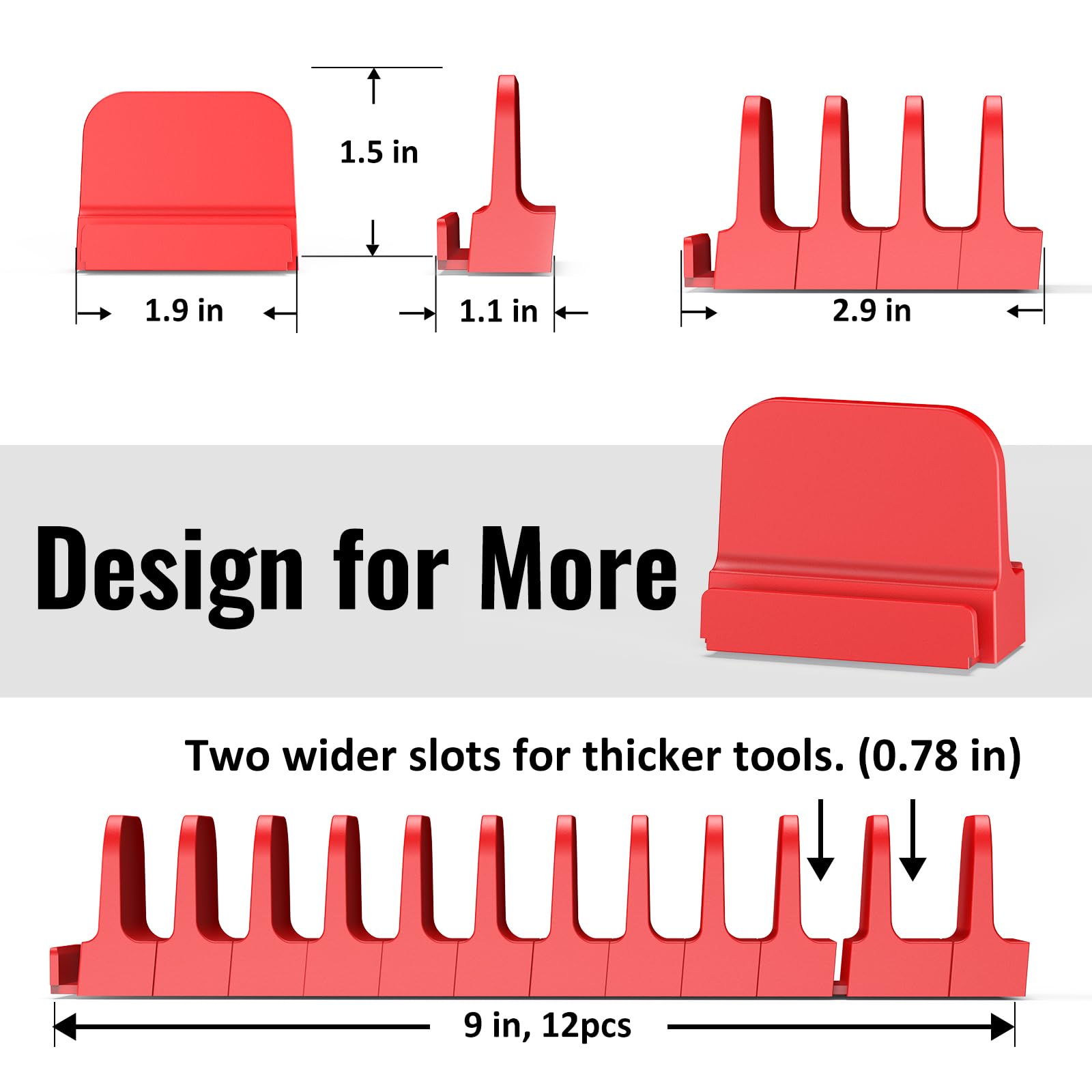 Set di 24 pinze magnetiche organizer per cassetta degli attrezzi e cassetto, supporti modulari per meccanici, tecnici, salvaspazio e ad accesso rapido, regalo per padre e fidanzato (rosso)