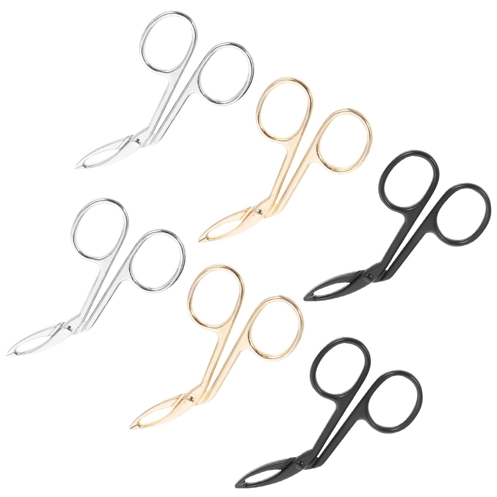 Pinzas de acero inoxidable para depilar cejas curvas y de precisión en pack de 6 unidades