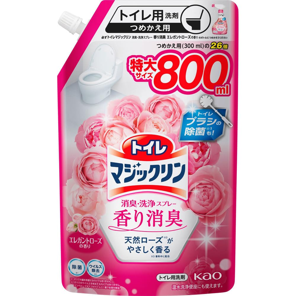花王 トイレマジックリン消臭・洗浄スプレー 香り消臭 エレガントローズの香り つめかえ用 800mL