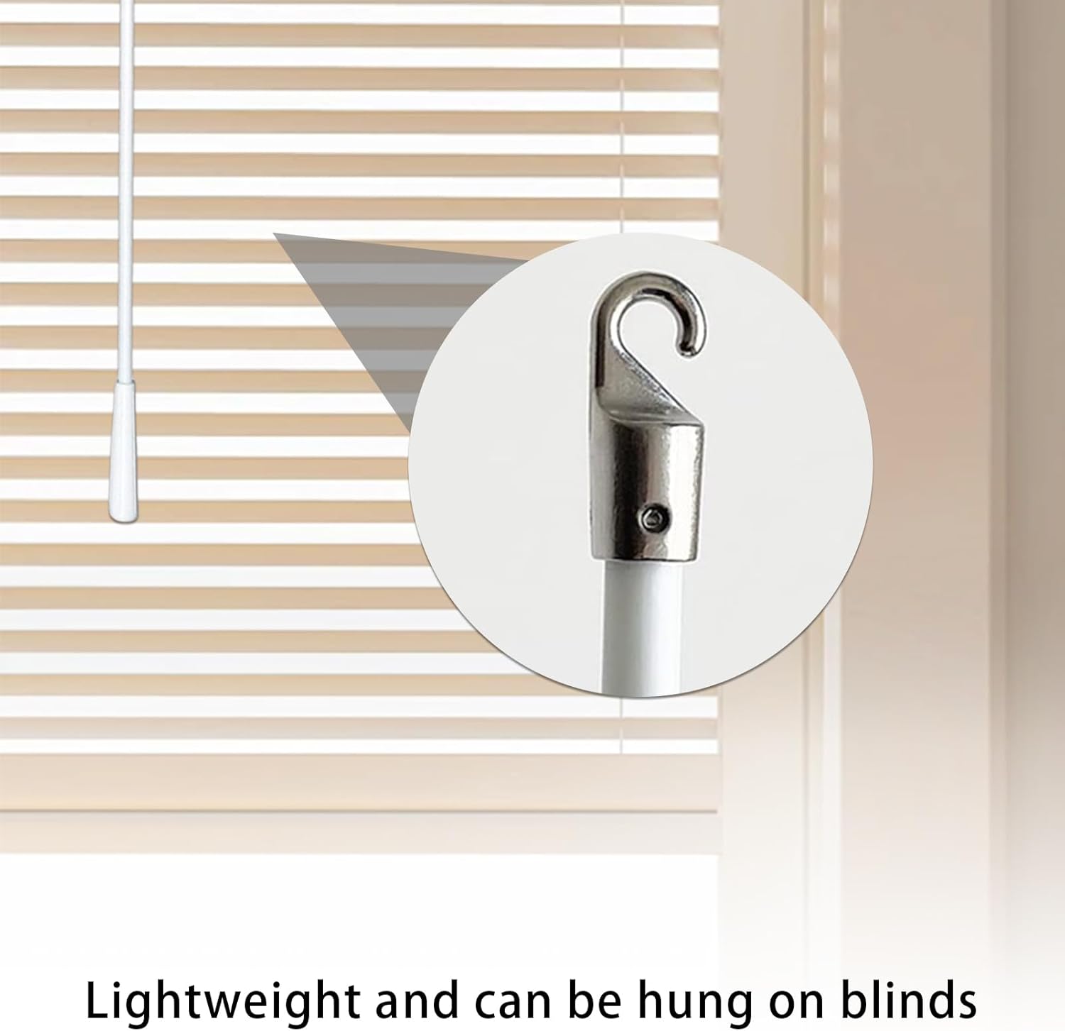 17 Inch Fiberglass Blind Wand with Metal Hook, Vertical Blinds Wand Replacement, Blind Tilt Wand, Window Blind Stick Wand Replacement, Blind Turner Rod Control White, 6 Pack