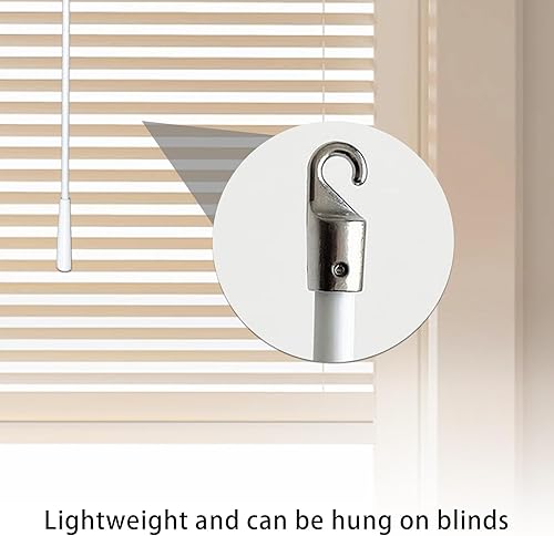 Miniatura 3 de Paquete de 2 varitas ciegas con gancho de metal, varita inclinable de fibra de vidrio blanca de 12 pulgadas, reemplazo de control de varilla ciega