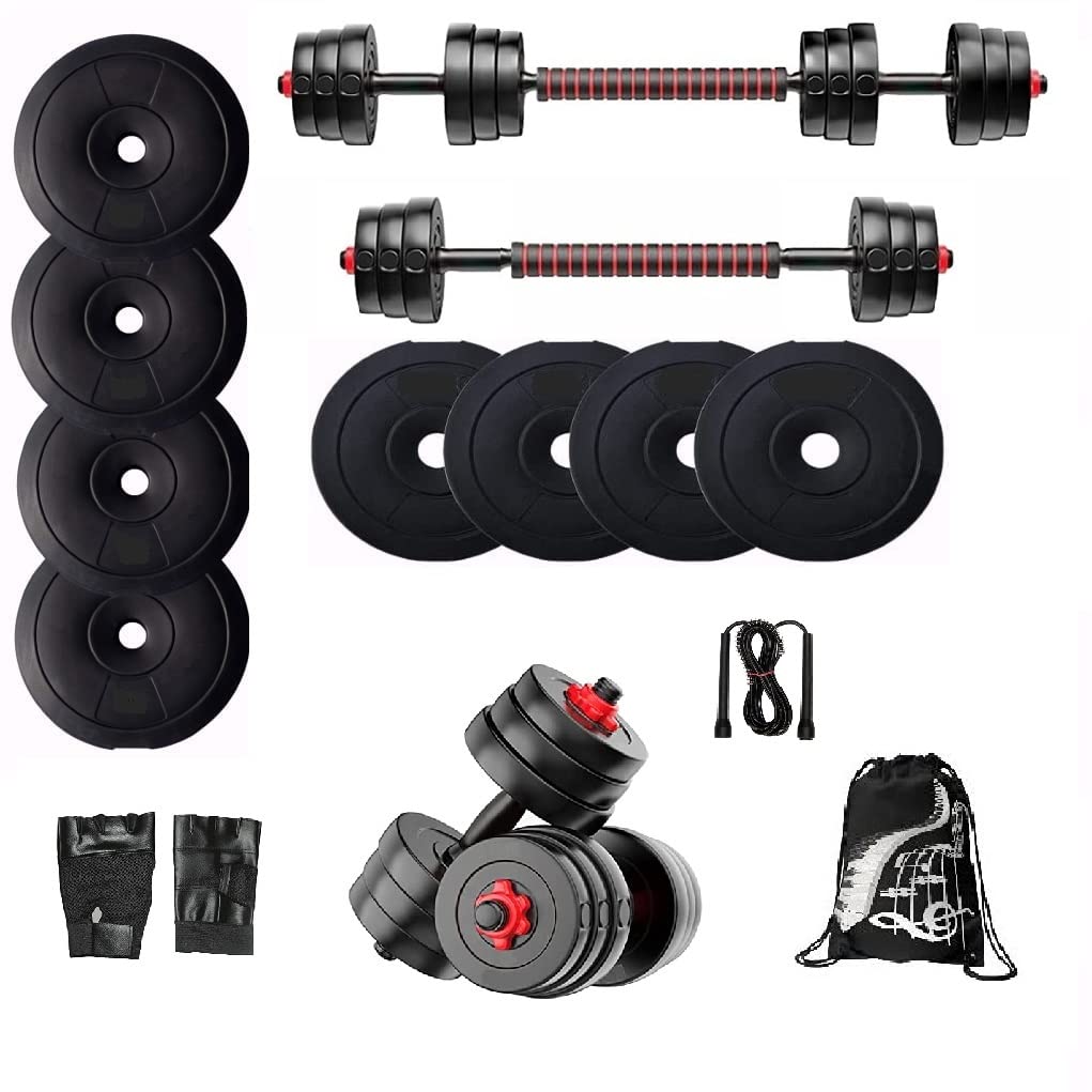 Bodyfit Home Gym Set 8kg -50kg Plate with Extension Barbell Rod and Dumbbells Rods with Gym Accessories for Home Workouts; Fitness (6 Months Warranty) (20Kg Gym Set)-image-48