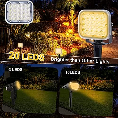 Foco Solar Para Jardín, Patio, Césped, Luz, Colorido, LED4, Luz Blanca 2 Piezas 11 Feliz Sencillez