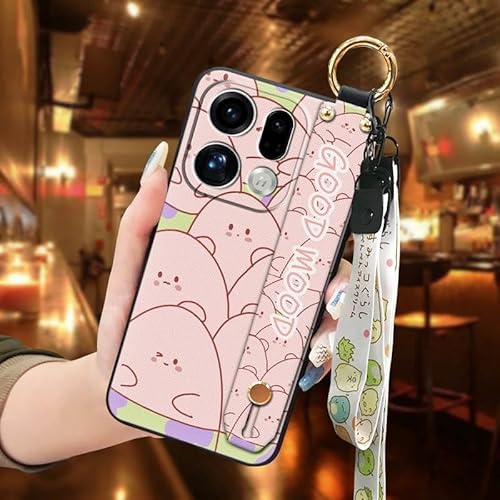 Phone Case Compatible with OPPO Find X9 Pro, Lanyard Anti-knock Wrist Strap Dirt-resistant Protective Silicone Shockproof Wristb