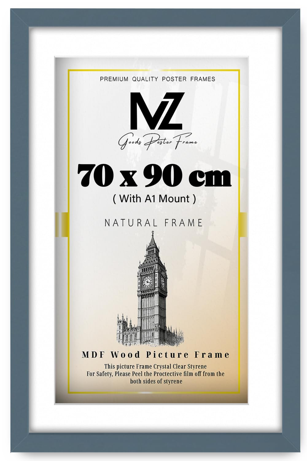 Mz Goods Dark Grey | Large 36 Inch X 28 Inch With A1-(33 X 23 Inch) White Mount Eton Wood (90 X 70 Cm) Frame Perfect For Art Display [ ]