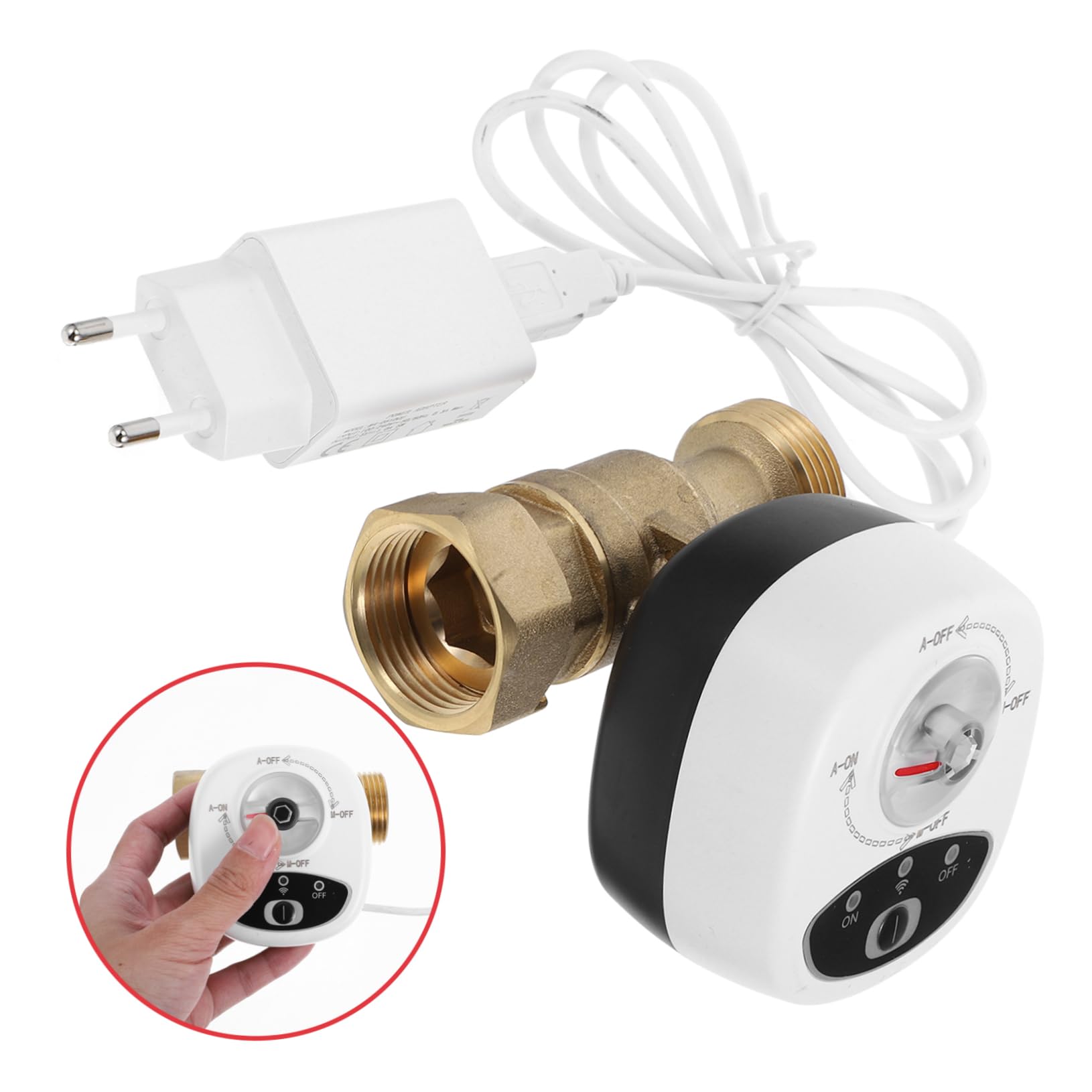 Válvula de Agua Inteligente Wifi Dn25 Color Blanco PC Abs | Control Remoto Inalámbrico, Instalación Sencilla, Temporizador y Alarma para Riego Doméstico
