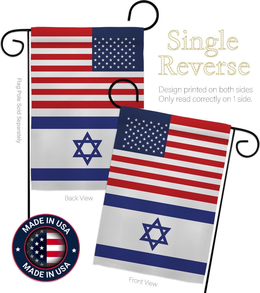 Israeli American Flag Bandera de Israel 2 Pcs Banner Room Wall Art Patio Lawn Garden Outdoor Indoor Tapestry Yard Grave Cemetery Signs Grandma Gifts Front Porch Decor Jewish Decorations Made in USA