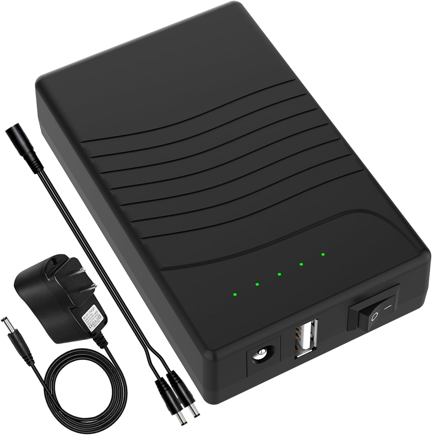 Talentcell Rechargeable 12V 3000mAh Lithium ion Battery Pack for LED Strip, CCTV Camera and More, DC 12V/5V USB Dual Output External Battery Power Bank with Charger, Black