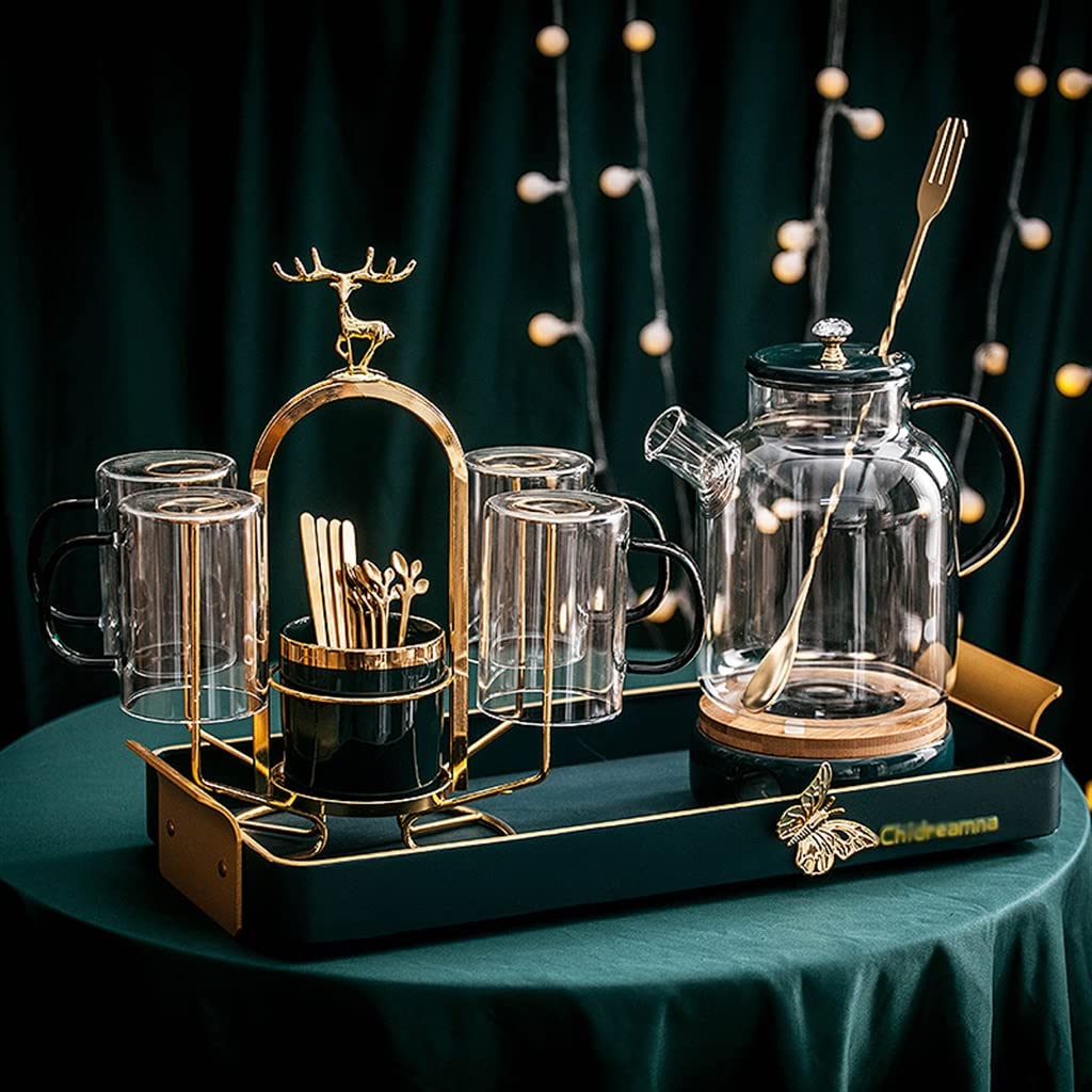 Nordic Cold Kettle Zestaw Glass Household Water Zestaw Popołudniowa herbata owoc Teapot Zestaw herbaty świeca herbata herbata (Color : A)