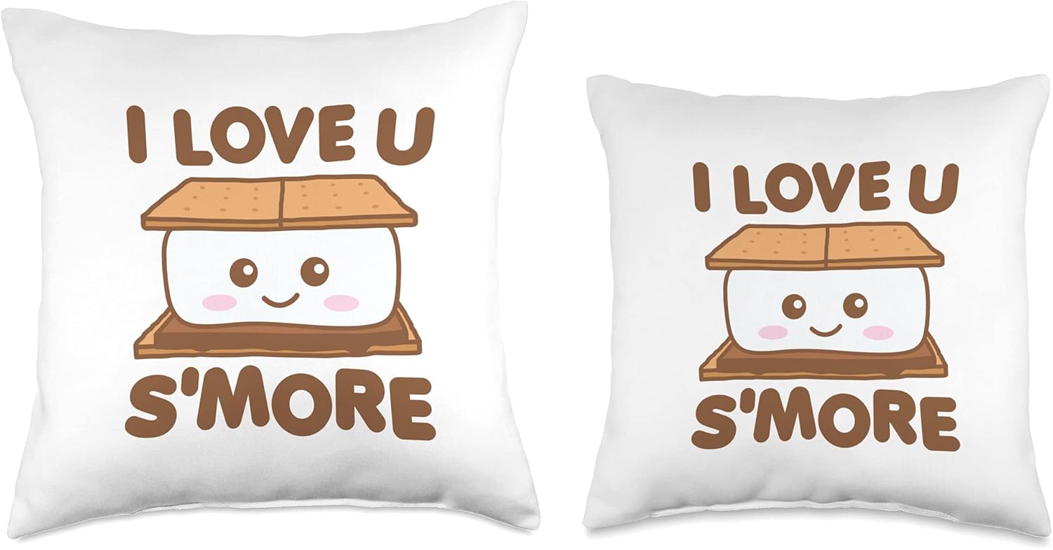I Love You Smore Funny Camping S'more Pun Dark Throw Pillow