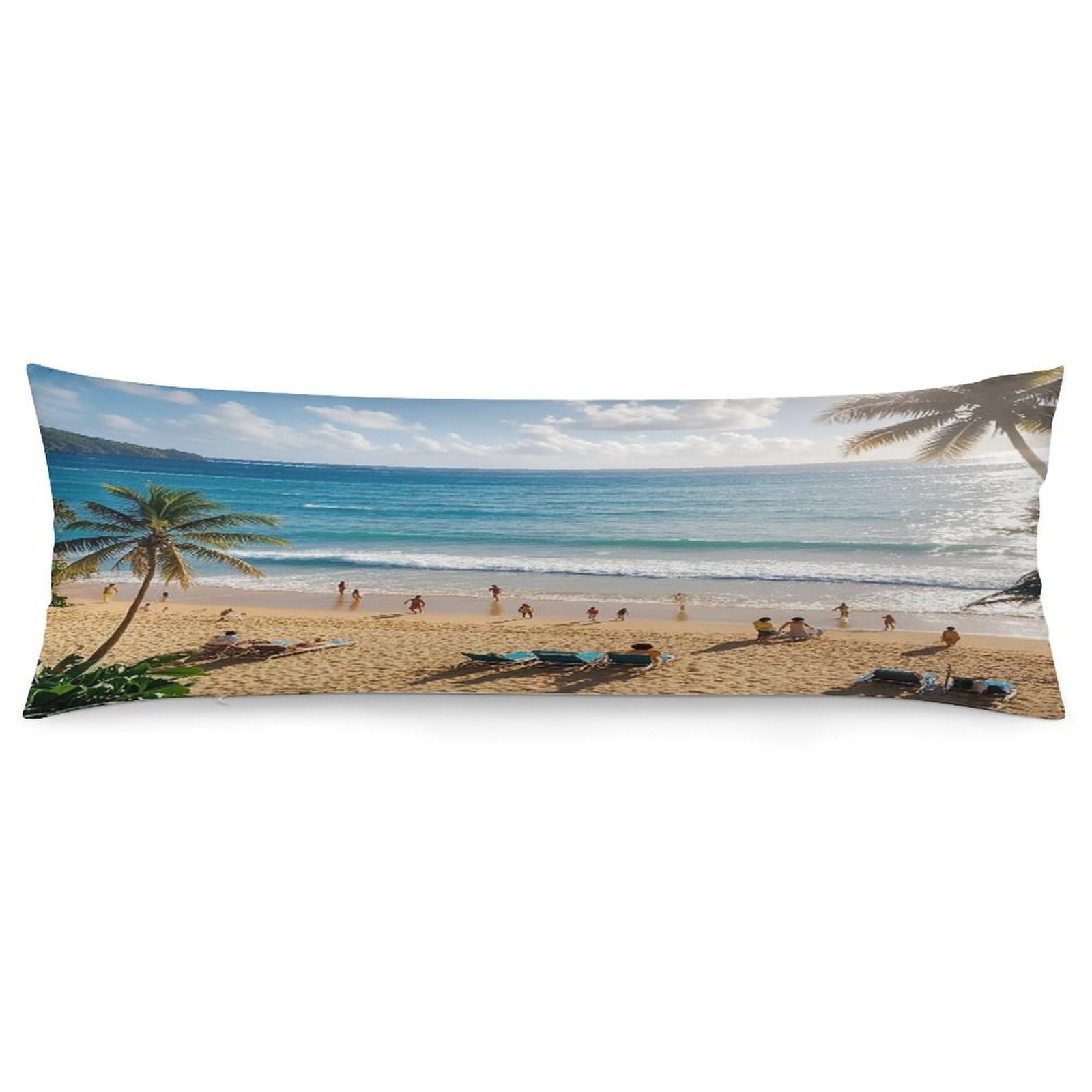 Summer Hawaiian Pillowcase Long Body Pillow Cover Soft Decorative Body Pillow Case Breathable Large Pillowcase Cute Cozy Pillow Protector for Bed Sofa Couch Room 18.9 X 53 Inch