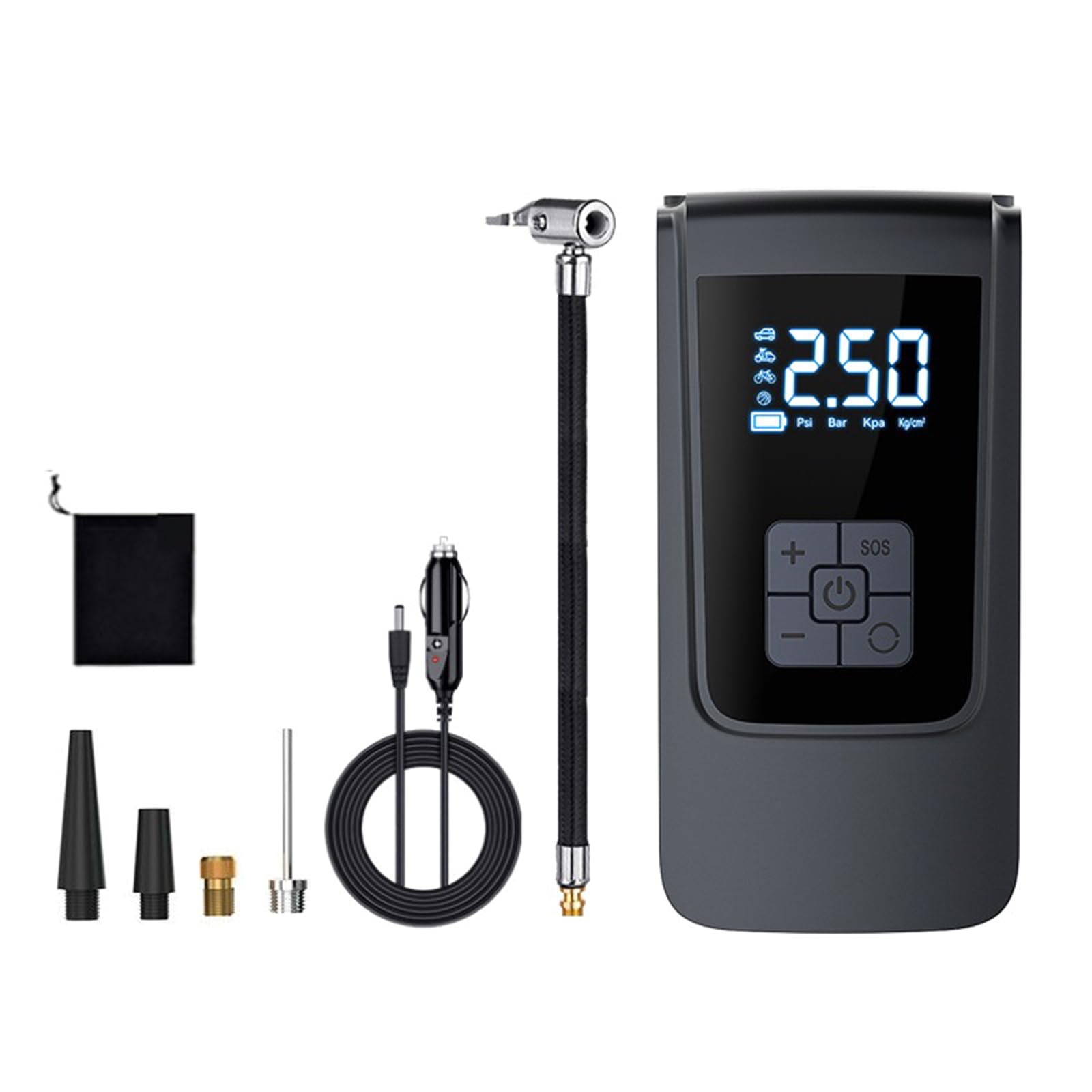 Tire Inflator Portable Air Compressor Car Tire Pump with Digital LED Light DC12V Electric Car Cordless for Tires