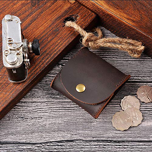 Juland Rustic Leather Moon Pocket Coin Case Genuine Leather Squeeze Coin Purse Pouch Change Holder Tray Purse Wallet for Men & Women - Dark Brown4