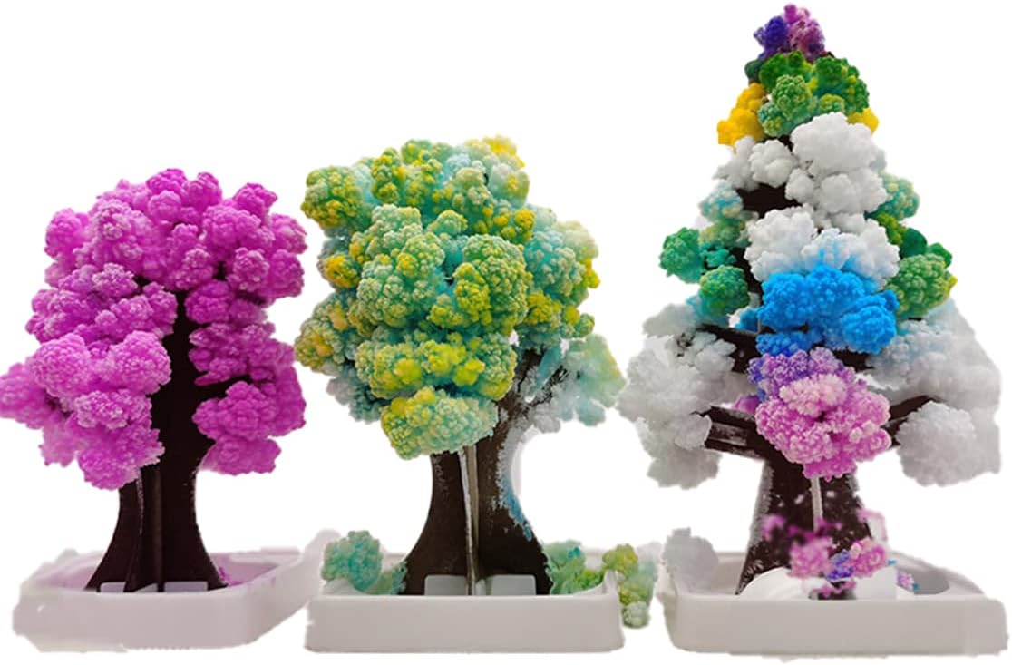 3 in 1 Mini Christmas Tree Magic Growing, Paper Tree Colorful DIY Crystal Growing Kit/Ornaments Decoration Toy Novelty Xmas Gift Boys Girls Science Kits & Toys Learning Guide (B)
