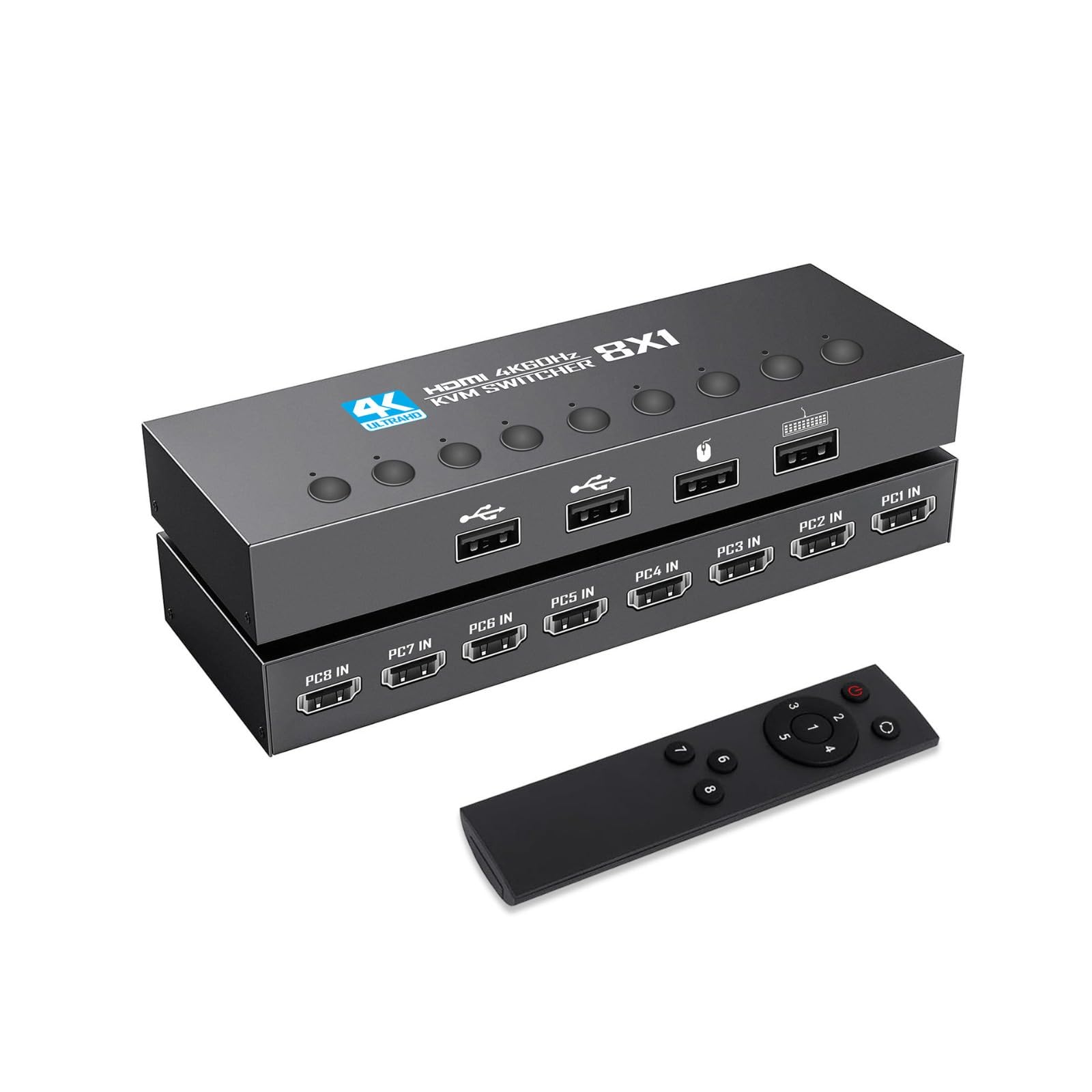 ETZIN 4K 60Hz 8x1 Multi-Computer Control with Remote, USB Sharing 4K 60Hz HDMI USB KVM Switch 8 In 1 Out Video Switcher 8 Port 8 PC Share 1 Monitor Mouse Keyboard with IR Remote Control EPL-1598H-image-19