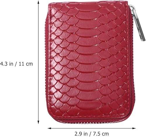 Miniatura 6 de KESYOO - Organizador de tarjetas de crédito con cierre de cremallera para tarjetas de crédito, color negro, Tarjetero, Burdeos