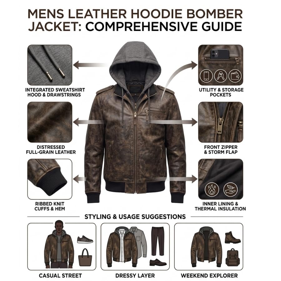 Chaqueta biker de cuero anilina vintage para hombre miniatura 5