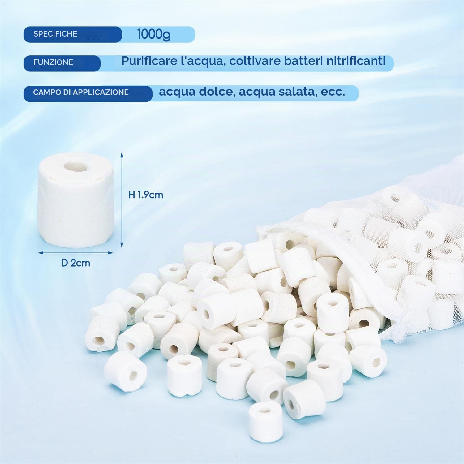 Nobleza Anelli Filtranti in Ceramica Filtro Biologico per Acquari 1000g
