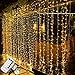 MAGGIFT 304 LED Curtain String Lights with Remote Control, Christmas Fairy String Lights Holiday Backdrop for Indoor Outdoor Bedroom Window Wedding Party Decoration, Warm White
