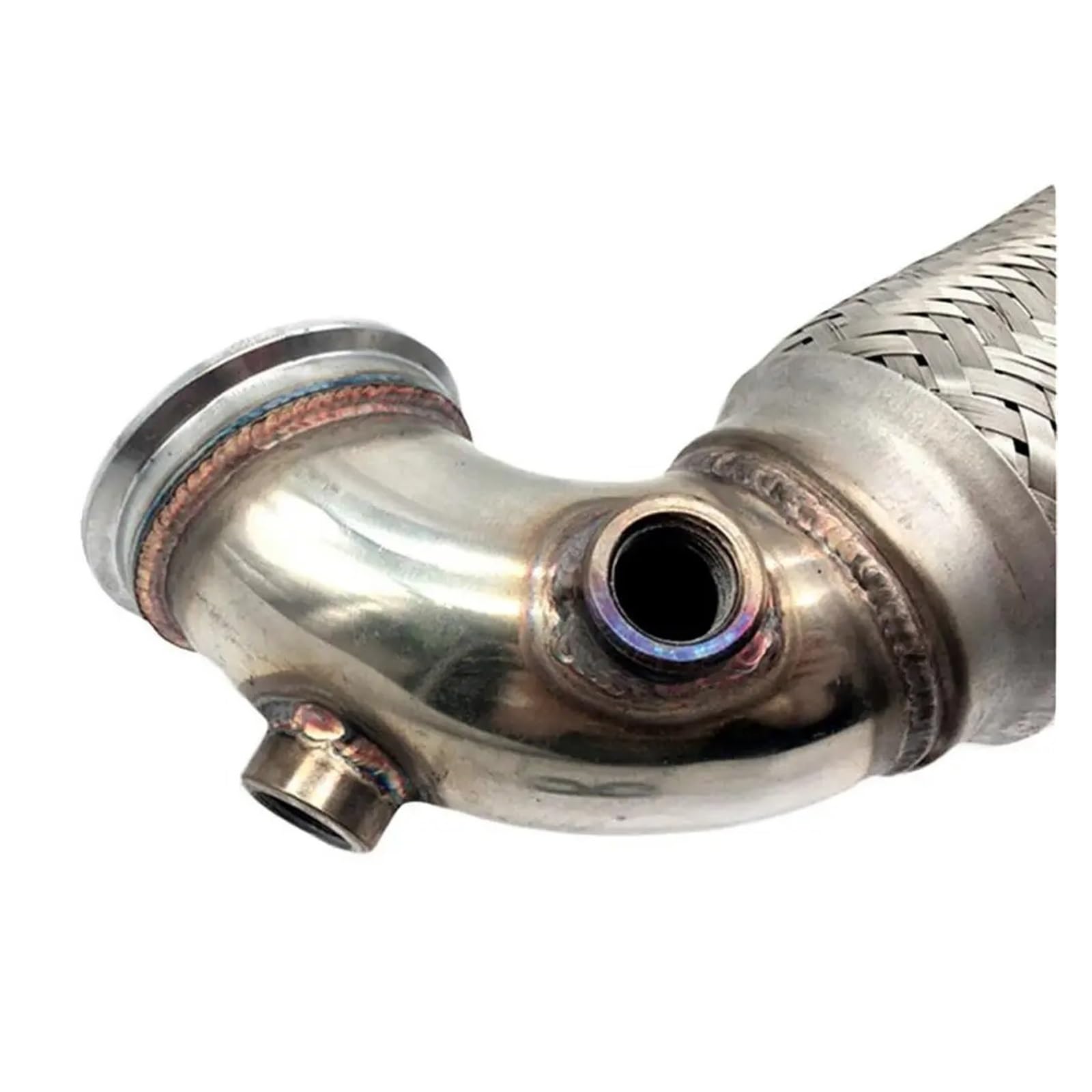 Tubo Scarico Punta Silenziatore SCARICO A GOMITO A 90 GRADI IN ACCIAIO INOSSIDABILE CON FASCIA A V DA 3" Per Downpipe T3/T4 T04E Basso