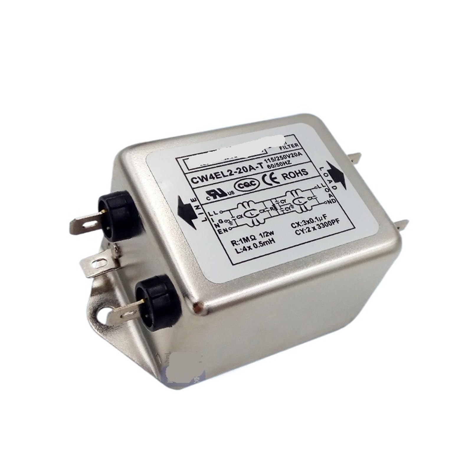 JJHQOKYNA Servo power filter interference CW4EL2 6 10A single-phase AC 20 purification T bipolar 220V(CW4EL2-20A-T)