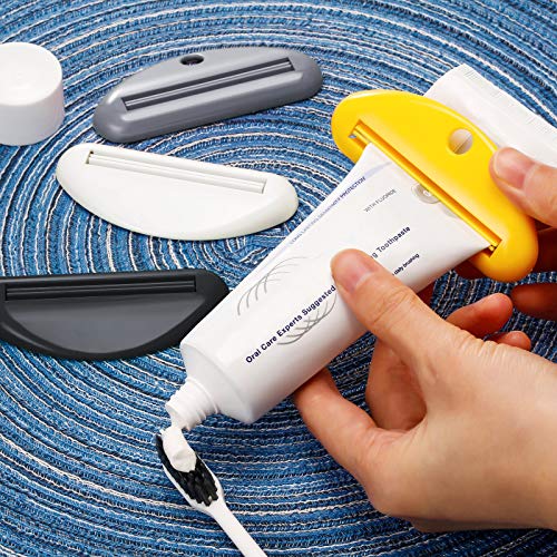 8 Pieces Toothpaste Tube Squeezer Dispenser Toothpaste Rollers Clips For Bathroom (Beige, Gray, Black, Rose Red, Green, Yellow, White, Blue) #TOP6