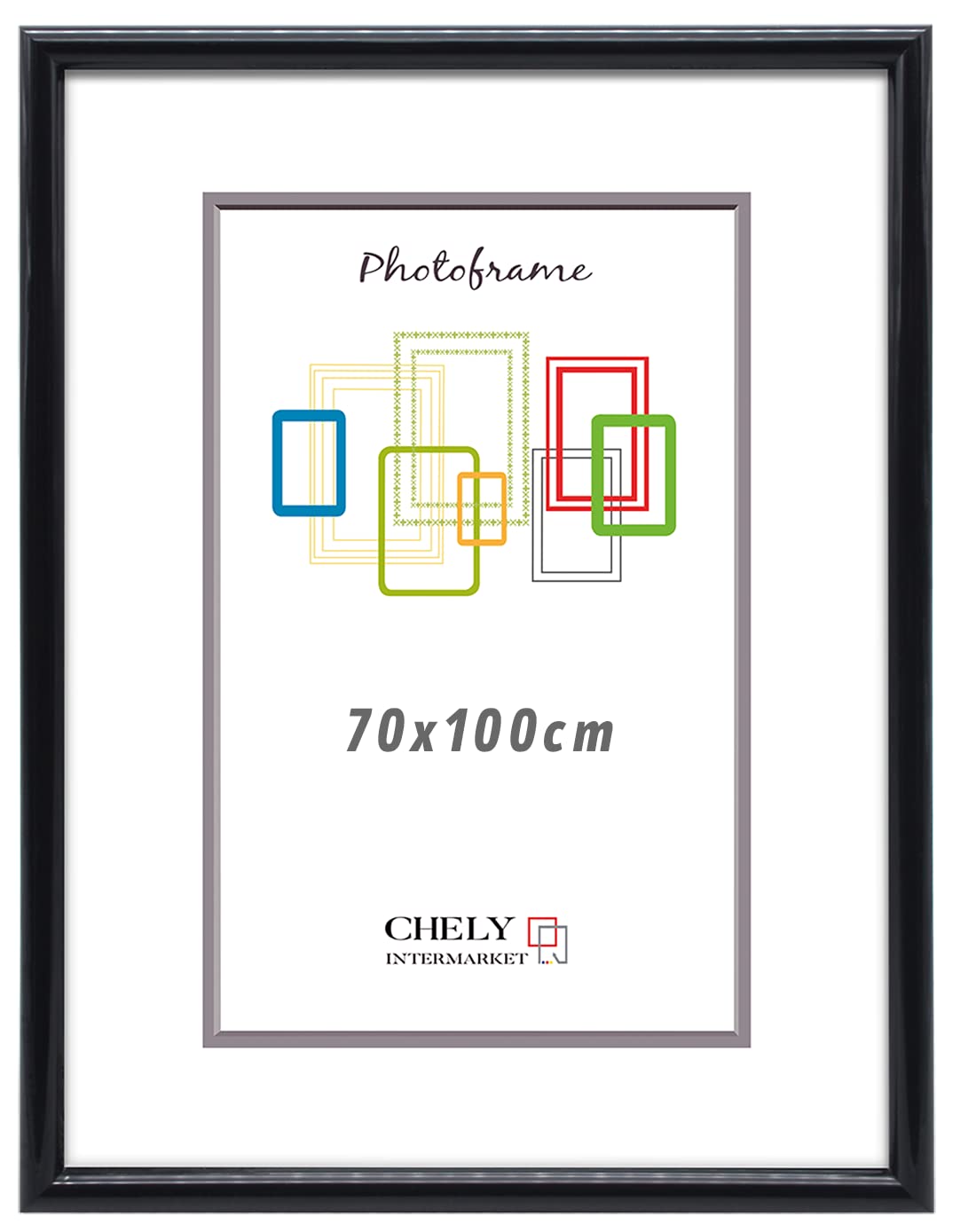 CHELY INTERMARKET Marco de fotos 70x100cm MOD 312 Negro Cuadro de pared ideal para fotos y diplomas