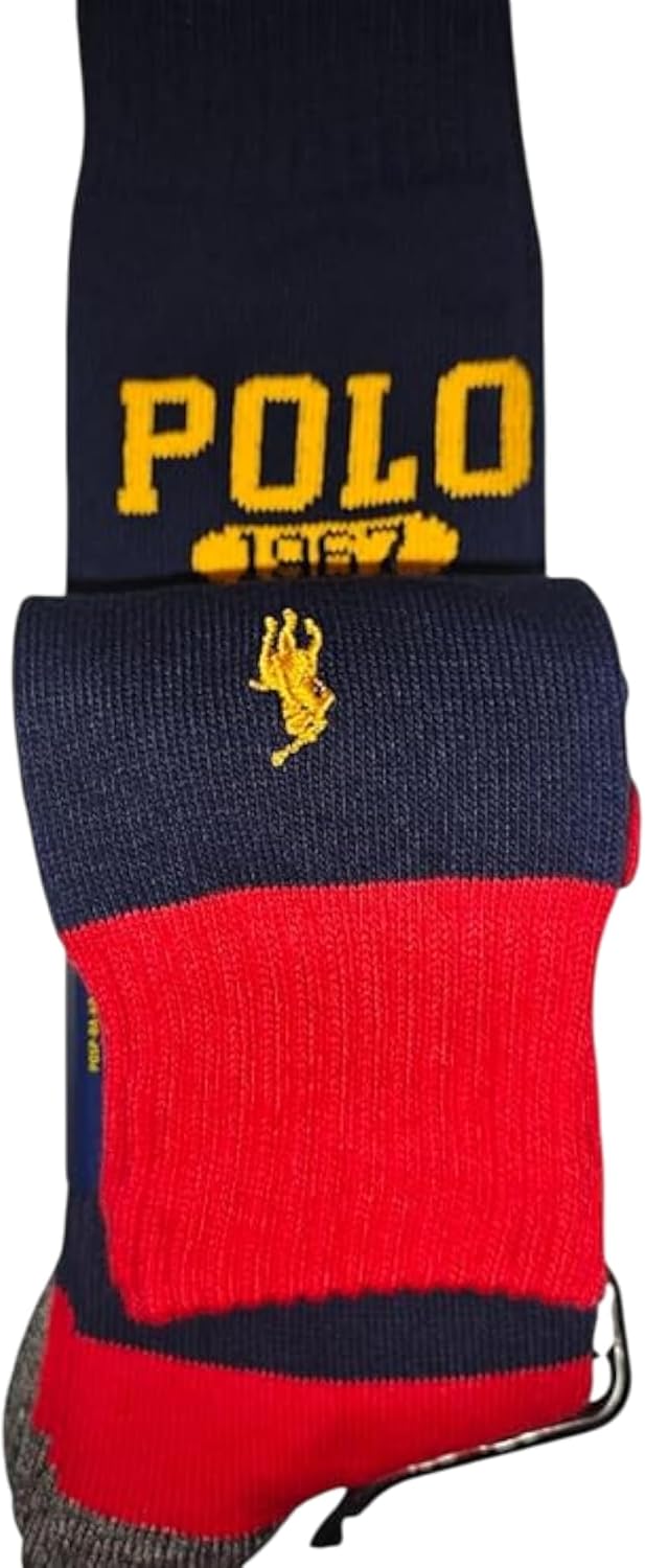 POLO RALPH LAUREN Men's 2 pack polo 1967 Crew Sock, Navy/red, 10-13