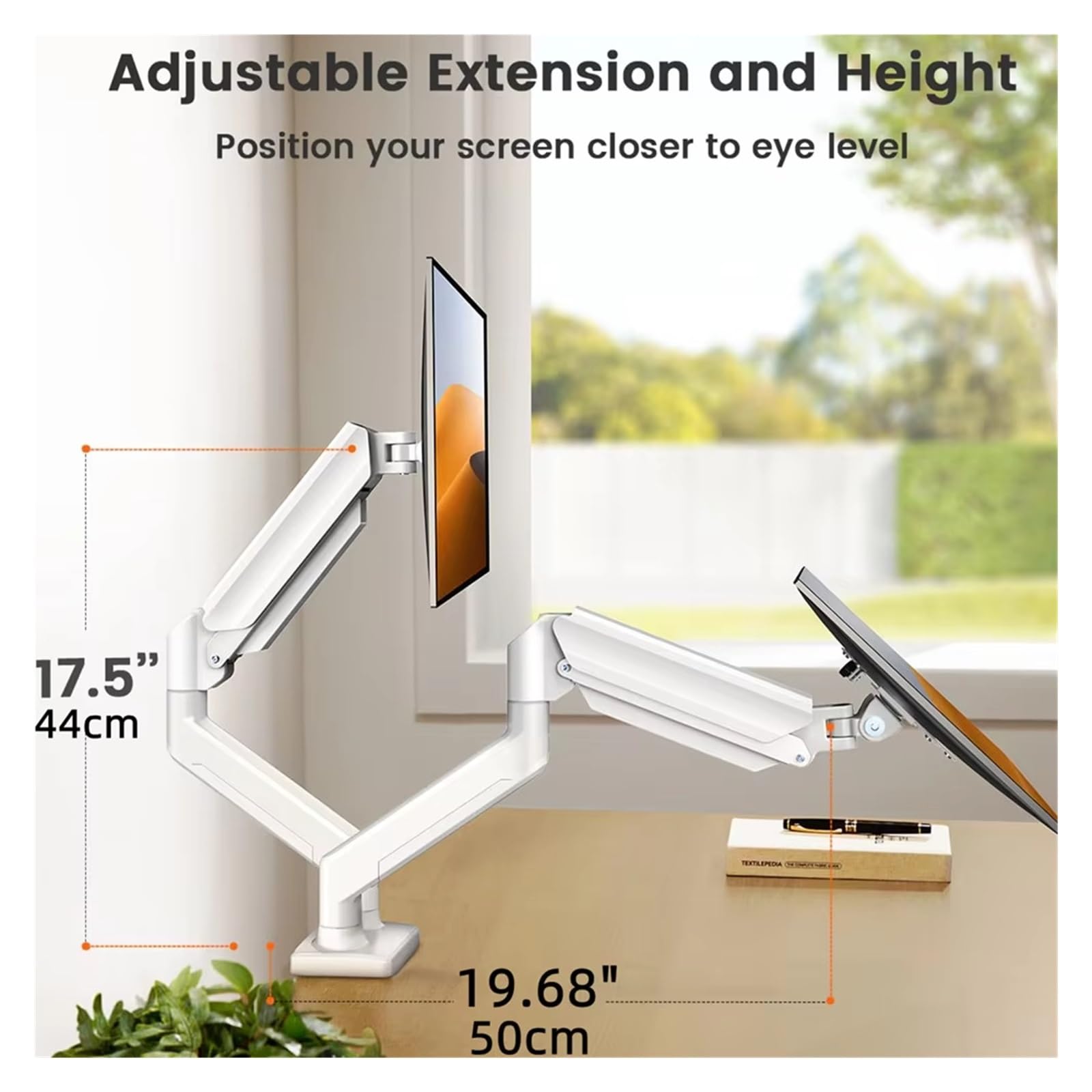 Monitor Stand, Supporto for monitor doppio regolabile 13-32" Home Office