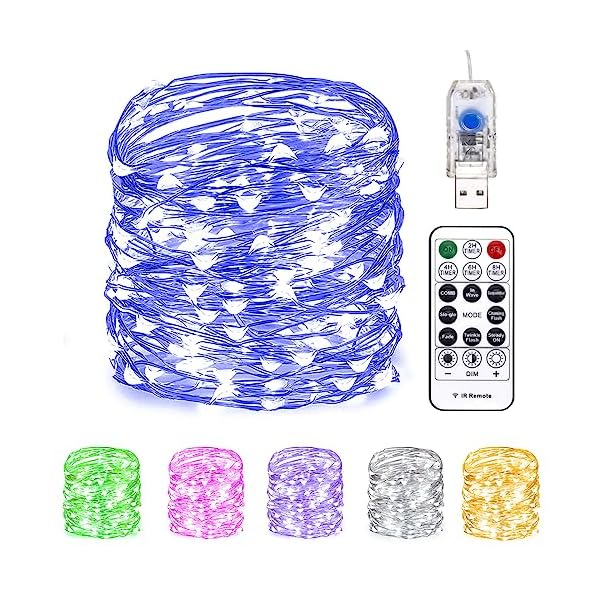 Fairy lights 66 ft 200 led usb twinkle string lights plug in silver wire lights with remote and timer 8 modes outdoor waterproof starry lights diy party wedding christmas decoration