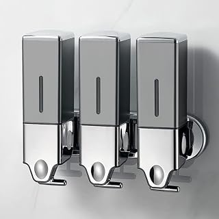 No-Drill 3 Pack 500ml Wall Mounted Soap Dispenser for Bathroom (Gray)