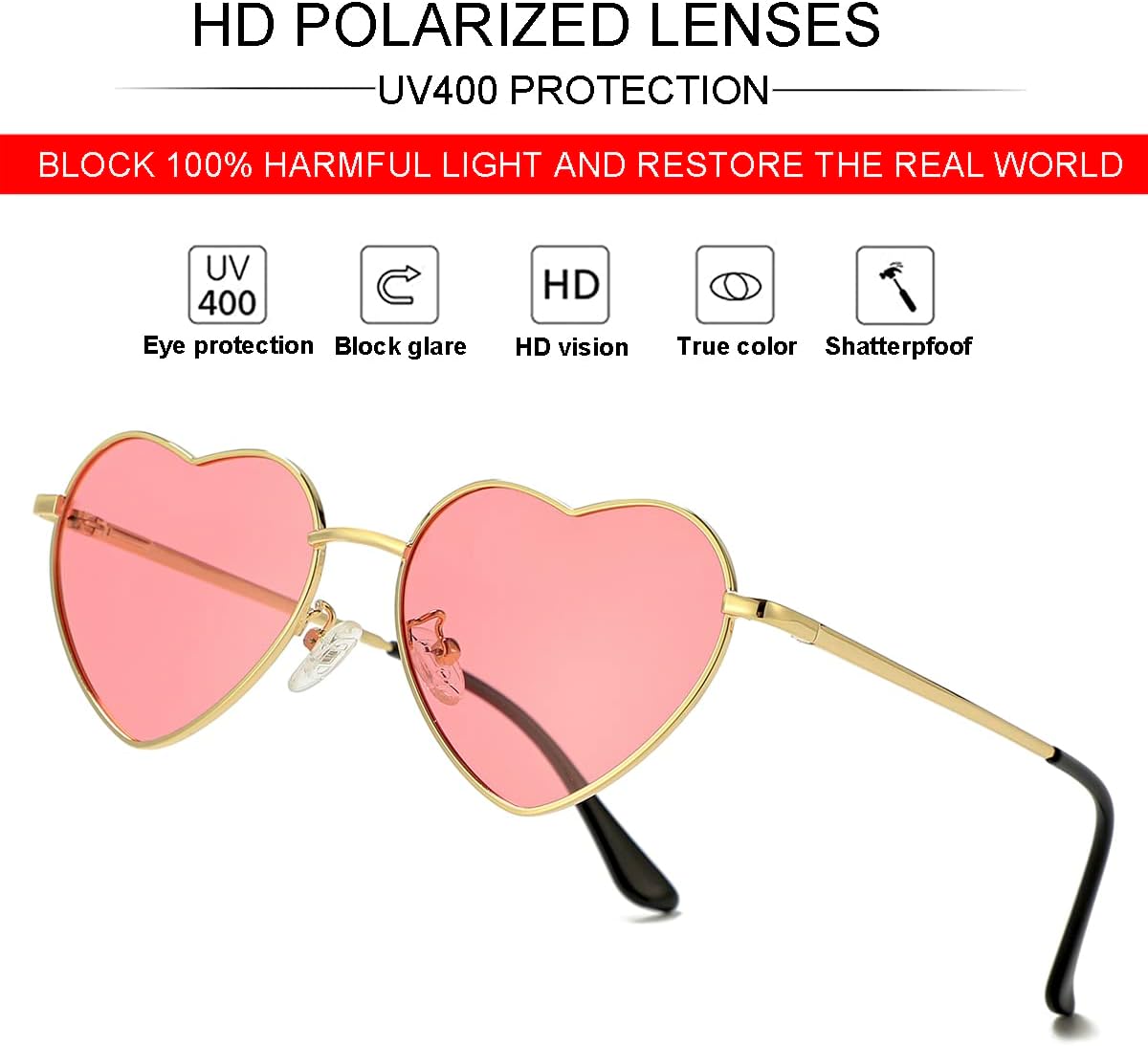 JOVAKIT Kids Polarized Heart Shape Sunglasses for Toddler Girls Age 3-10 image 2
